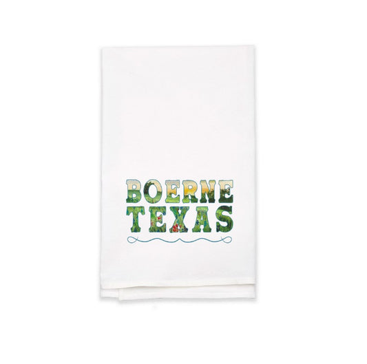 Boerne Texas Watercolor Tea Towel