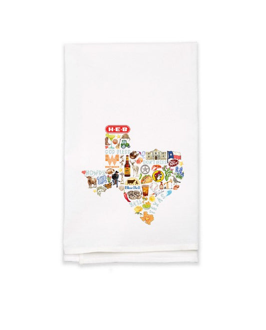 Texas Icons Tea Towel